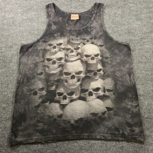 The Mountain Vintage Y2K 2006 Skulls Charcoal Tank Top Size Extra‎ Large